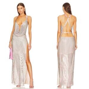 Poster Girl Barbara Mirage Crystal Embellished Cowl Neck Maxi Dress Size Small